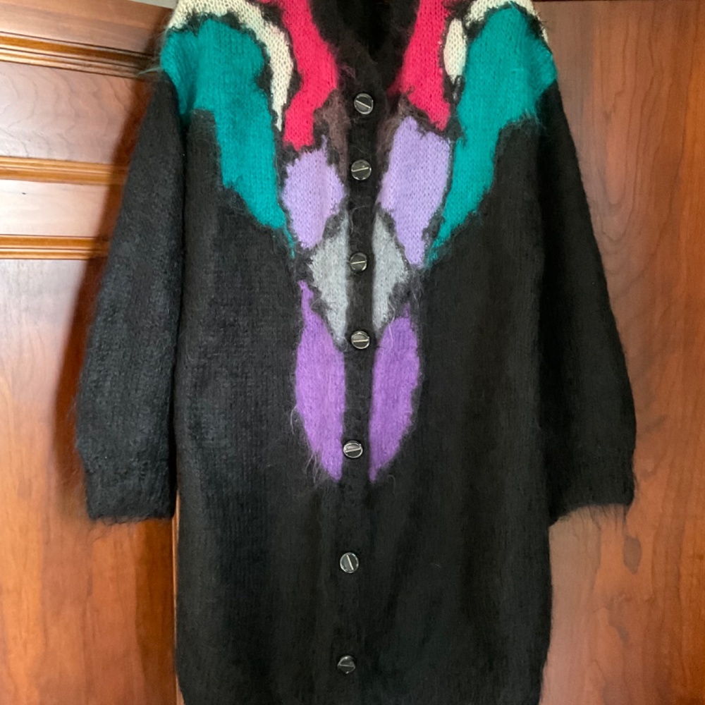 Oversized Mohair Hand Knit Cardigan, Size L - Picture 6 of 10